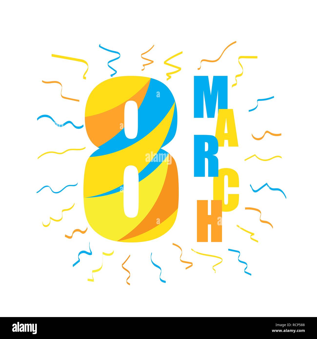 8 Marzo Giornata della donna biglietto di auguri. Illustrazione Vettoriale. Scheda carino per il giorno della donna. Illustrazione Vettoriale