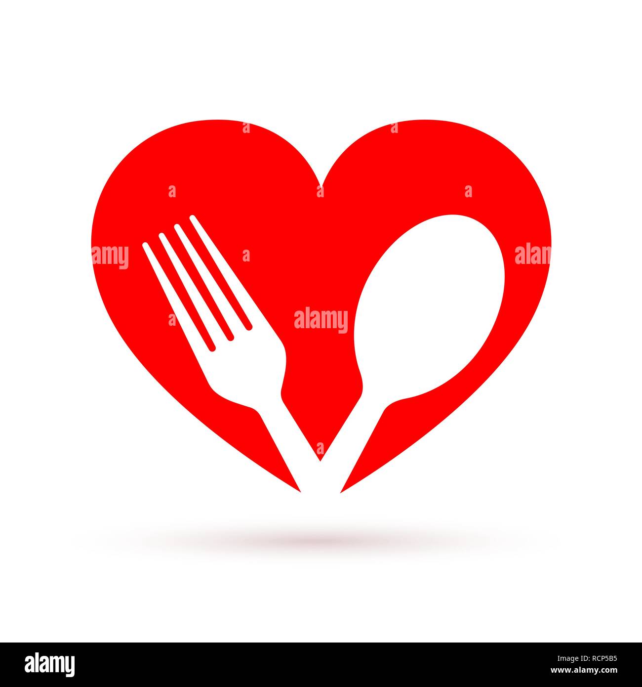 Cibo sano icona nel design piatto. Illustrazione Vettoriale. Cucchiaio e forchetta in forma di cuore, isolato Illustrazione Vettoriale