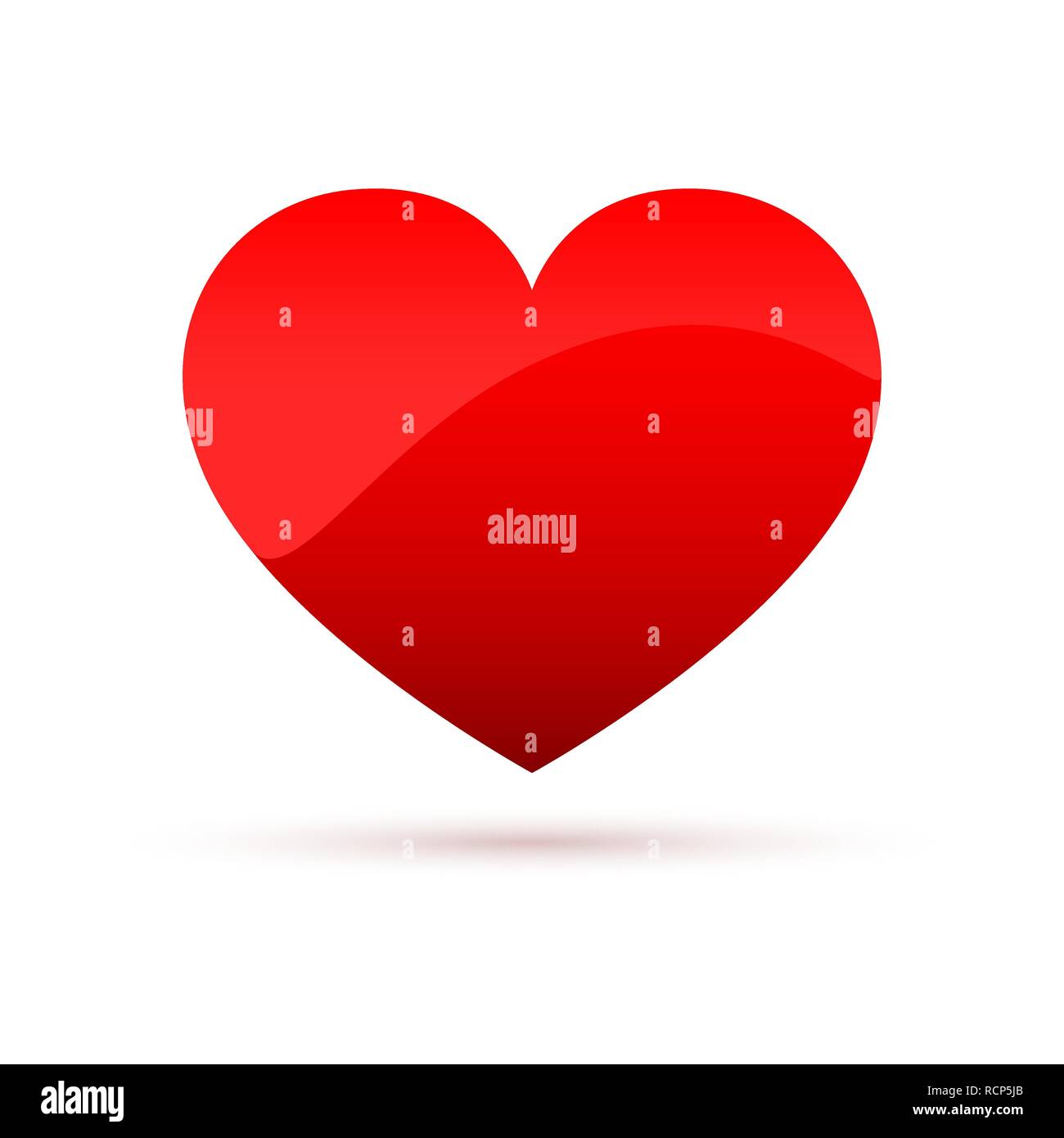 Cuore rosso icona. Illustrazione Vettoriale. Forma lucida del cuore isolato su sfondo bianco Illustrazione Vettoriale