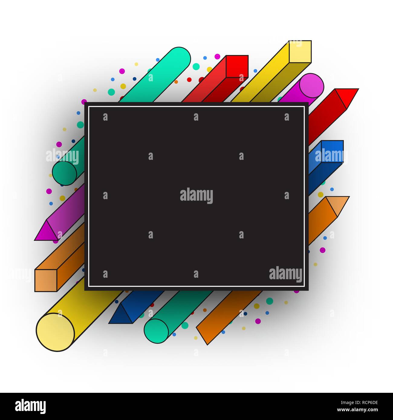 Abstract moderno sfondo geometrico. Illustrazione Vettoriale. Celebrazione colorate con uno sfondo nero quadrato bordo Illustrazione Vettoriale