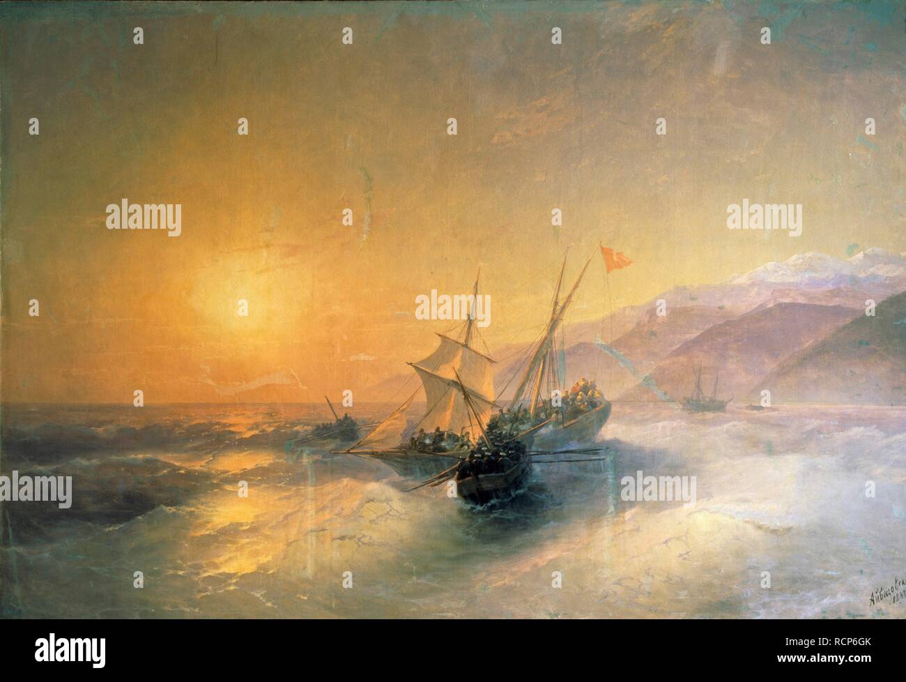 Marina russa ha rilasciato le donne caucasiche dalla cattività turca. Museo: Membro Georgian Art Museum, Tiflis (Tbilisi). Autore: AIVAZOVSKY Ivan Konstantinovich. Foto Stock