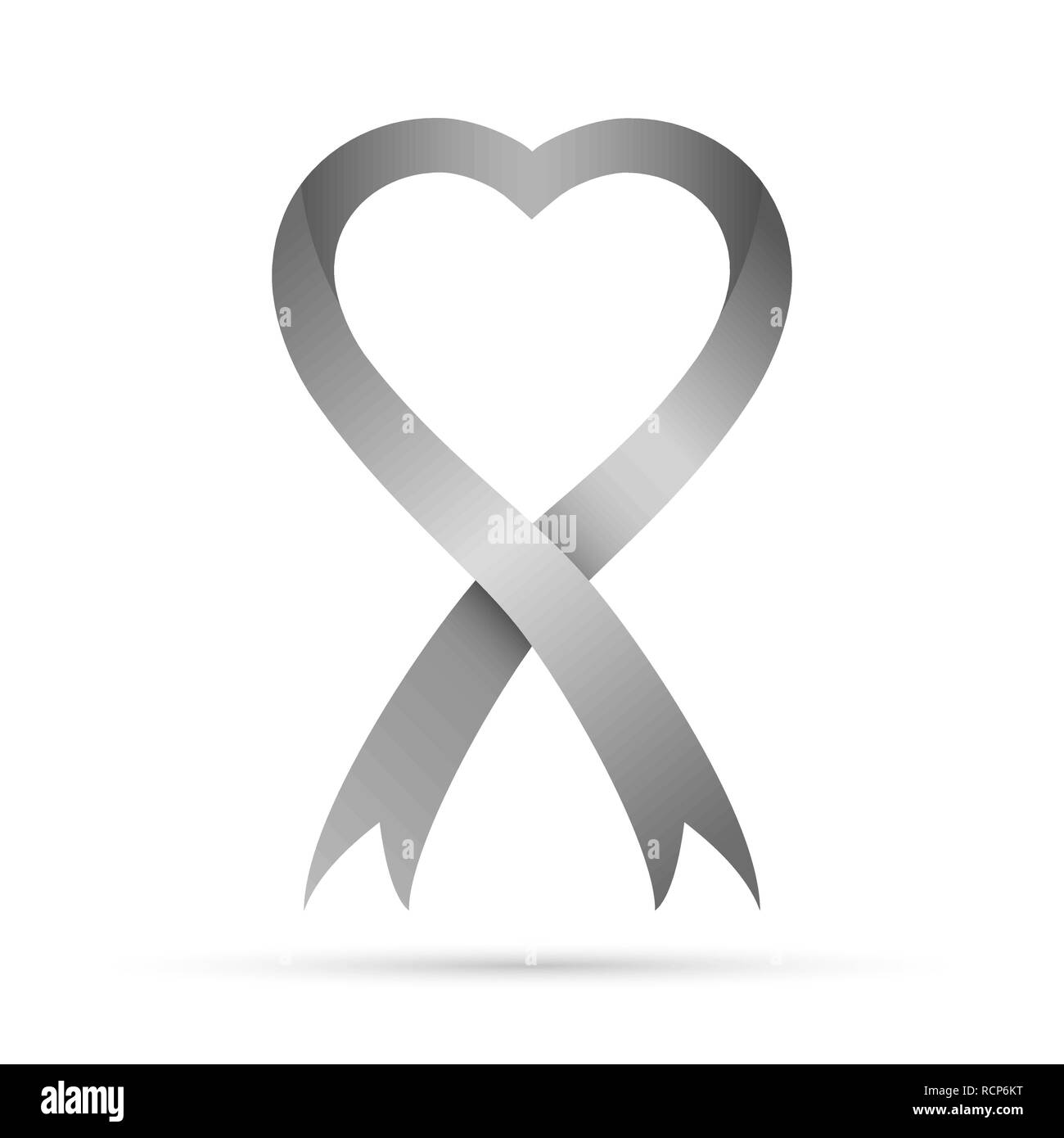 Simbolo del mondo il morbo di Parkinson giorno. Illustrazione Vettoriale. Grigio nastro di sensibilizzazione, isolato su sfondo bianco. Simbolo delle patologie cerebrali Illustrazione Vettoriale