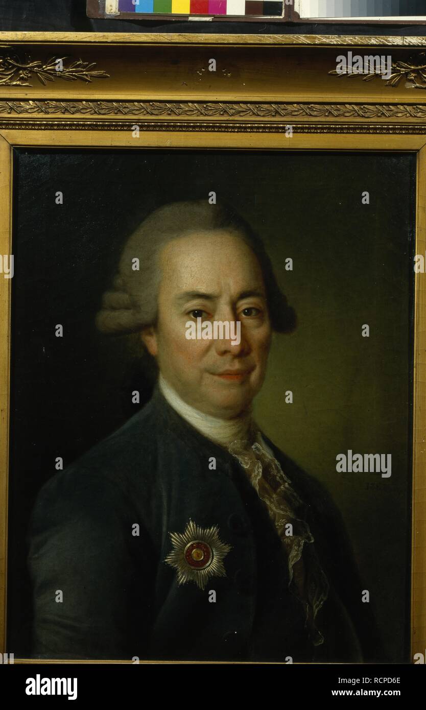 Ritratto di Pyotr Vasilyevich Bakunin (1725-1786). Museo: Membro Galleria Tretyakov di Mosca. Autore: Levitsky, Dmitri Grigorievich. Foto Stock