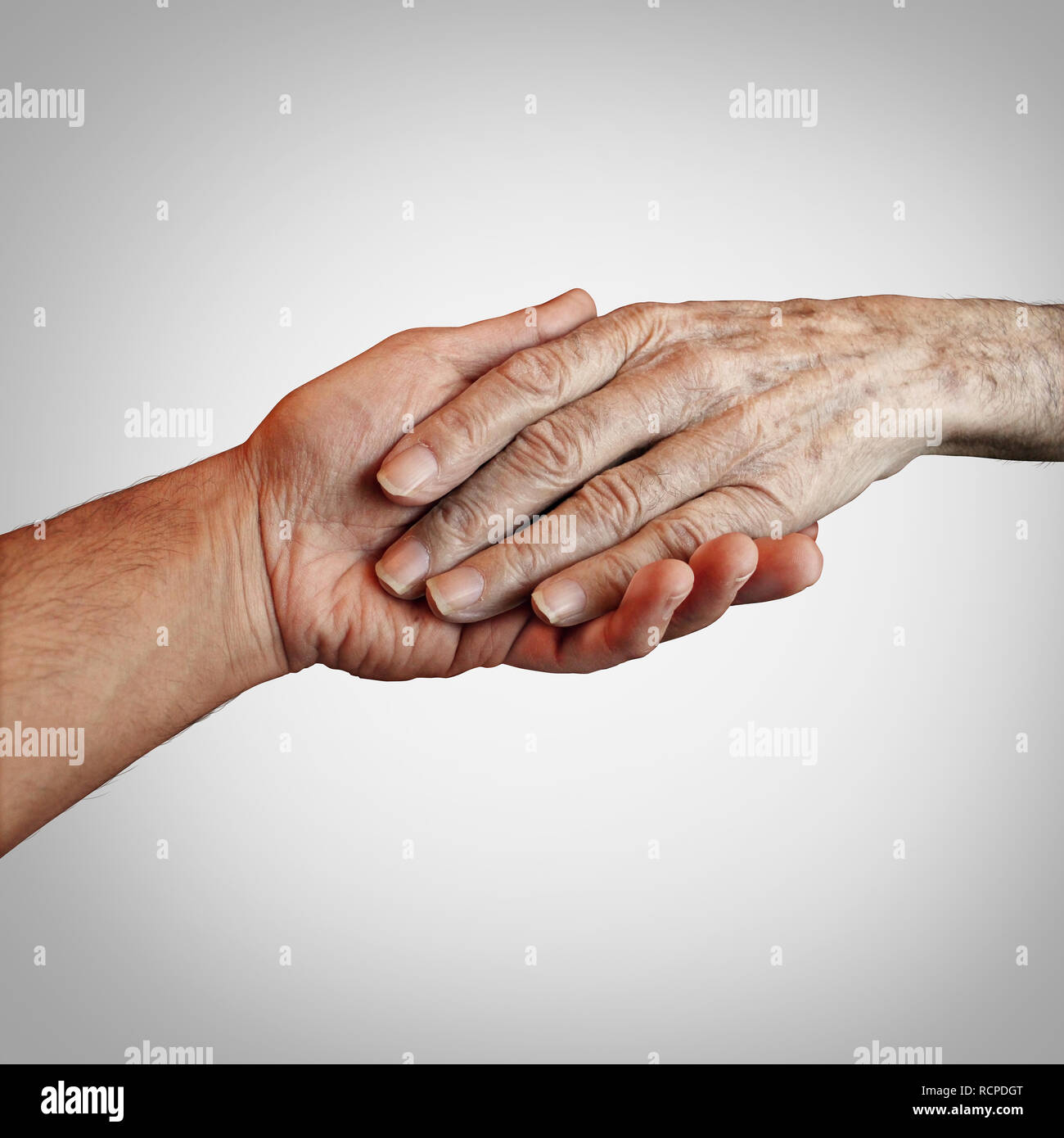 Malato di Alzheimer attenzione o demenza anziani homecare come sostegno caregiver fornendo la fine della vita utile supporto. concetto. Foto Stock