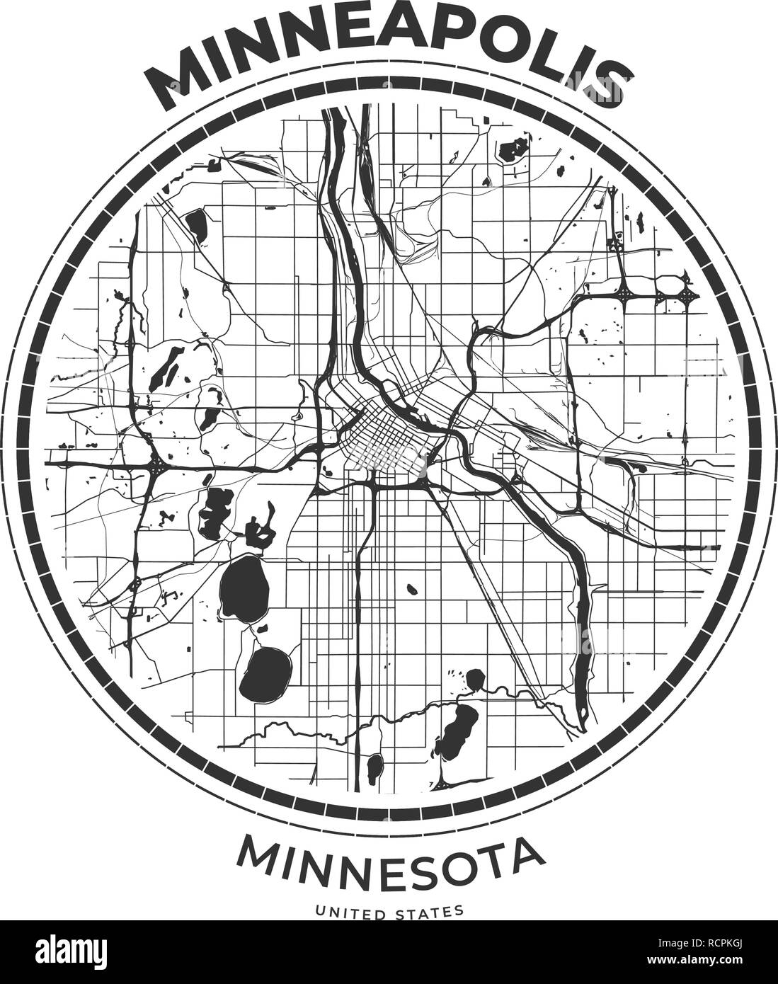 T-shirt badge mappa di Minneapolis, Minnesota. Tee shirt Tipografia stampa etichetta emblema distintivo. Illustrazione Vettoriale Illustrazione Vettoriale