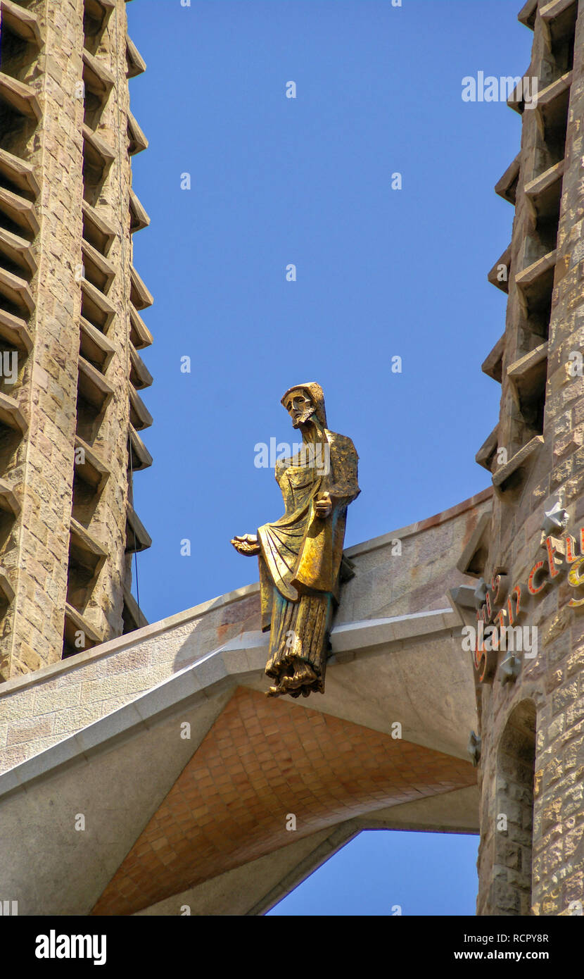 La Sagrada Familia a Barcellona, Spagna. Il Cristo risorto. Foto Stock