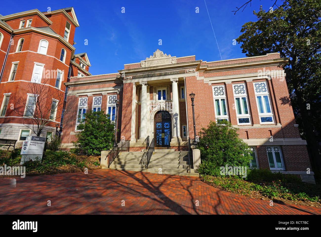 Vista del campus dell'Istituto di Tecnologia della Georgia (Georgia Tech), una delle principali università di ricerca situato in Midtown Atlanta, Georgia Foto Stock