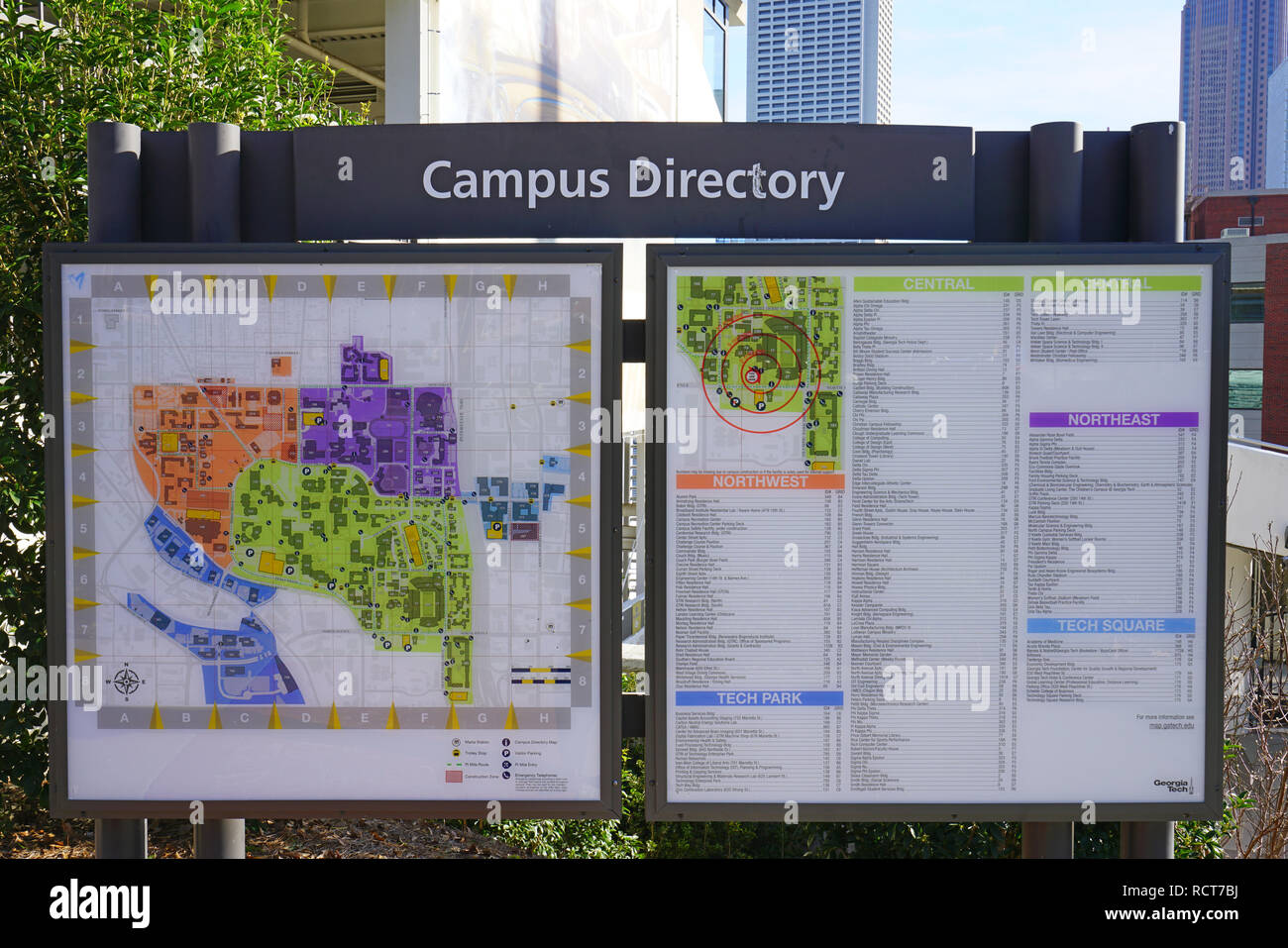 Vista del campus dell'Istituto di Tecnologia della Georgia (Georgia Tech), una delle principali università di ricerca situato in Midtown Atlanta, Georgia Foto Stock