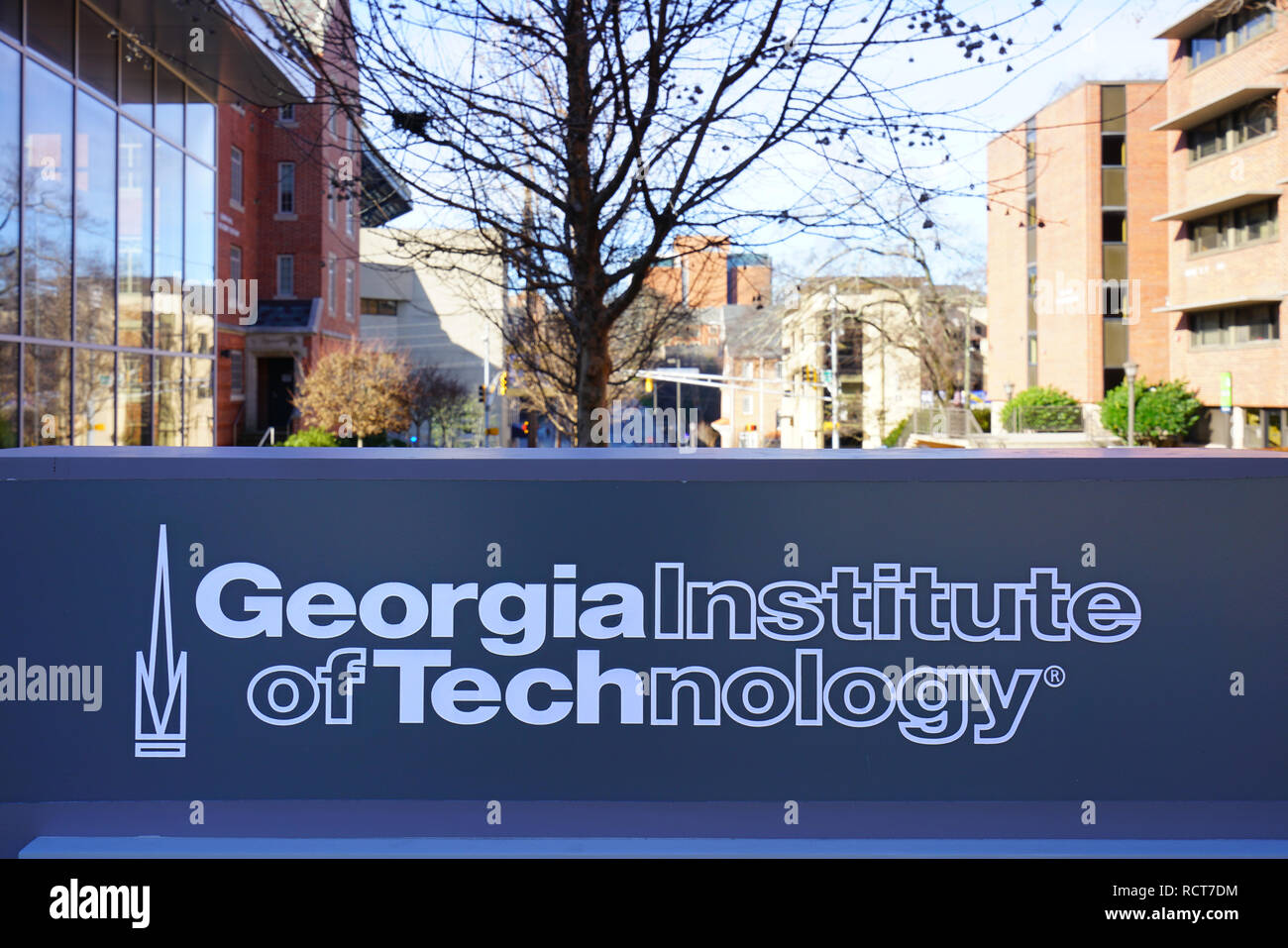 Vista del campus dell'Istituto di Tecnologia della Georgia (Georgia Tech), una delle principali università di ricerca situato in Midtown Atlanta, Georgia Foto Stock
