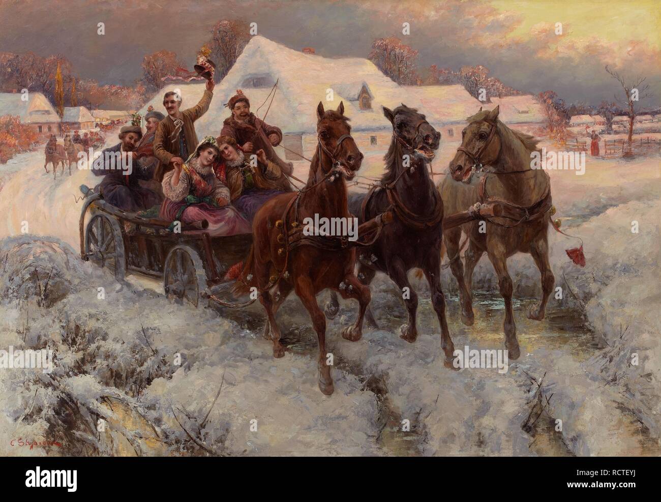 Matrimonio russo. Museo: Collezione privata. Autore: Stoyanov, Pyotr. Foto Stock