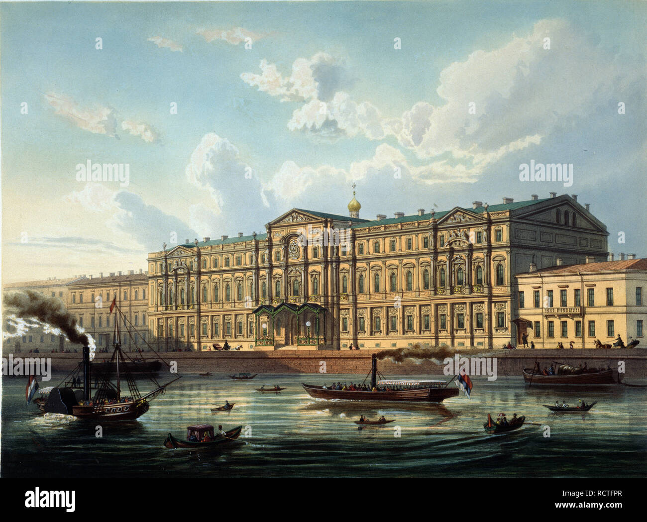 Michael Palace e Quay a San Pietroburgo. Museo: A. Pushkin Memorial Museum di San Pietroburgo. Autore: Carlo Magno, Adolf. Foto Stock