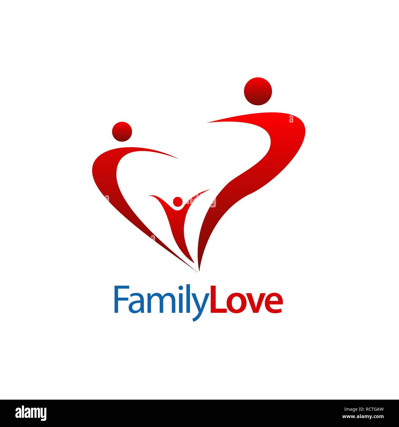 Il carattere umano amore familiare logo concept design. Simbolo grafico elemento di modello di vettore Illustrazione Vettoriale