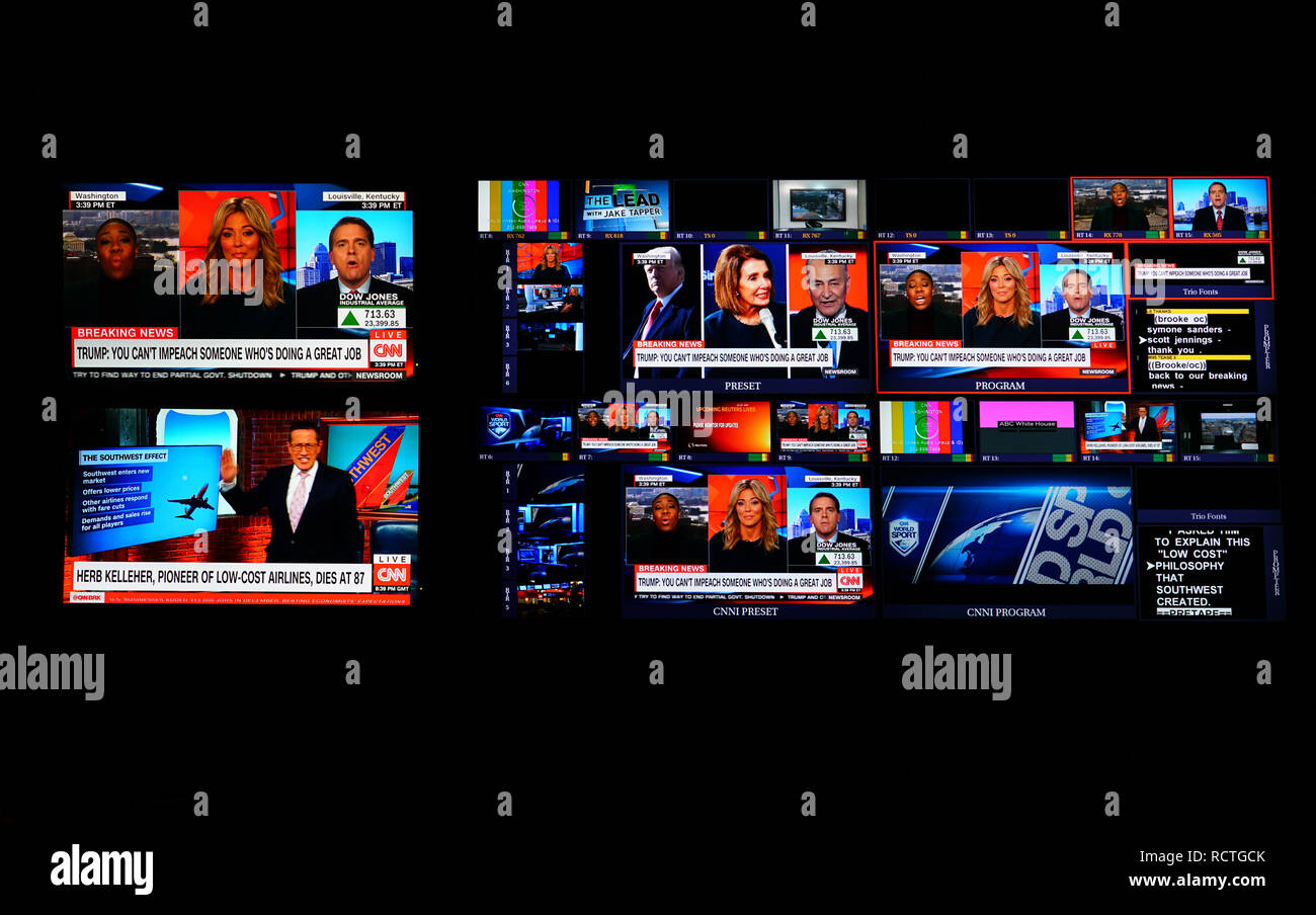 ATLANTA, GA - Vista del Centro CNN, la sede mondiale della CNN news network situato nel centro di Atlanta, Georgia. Foto Stock