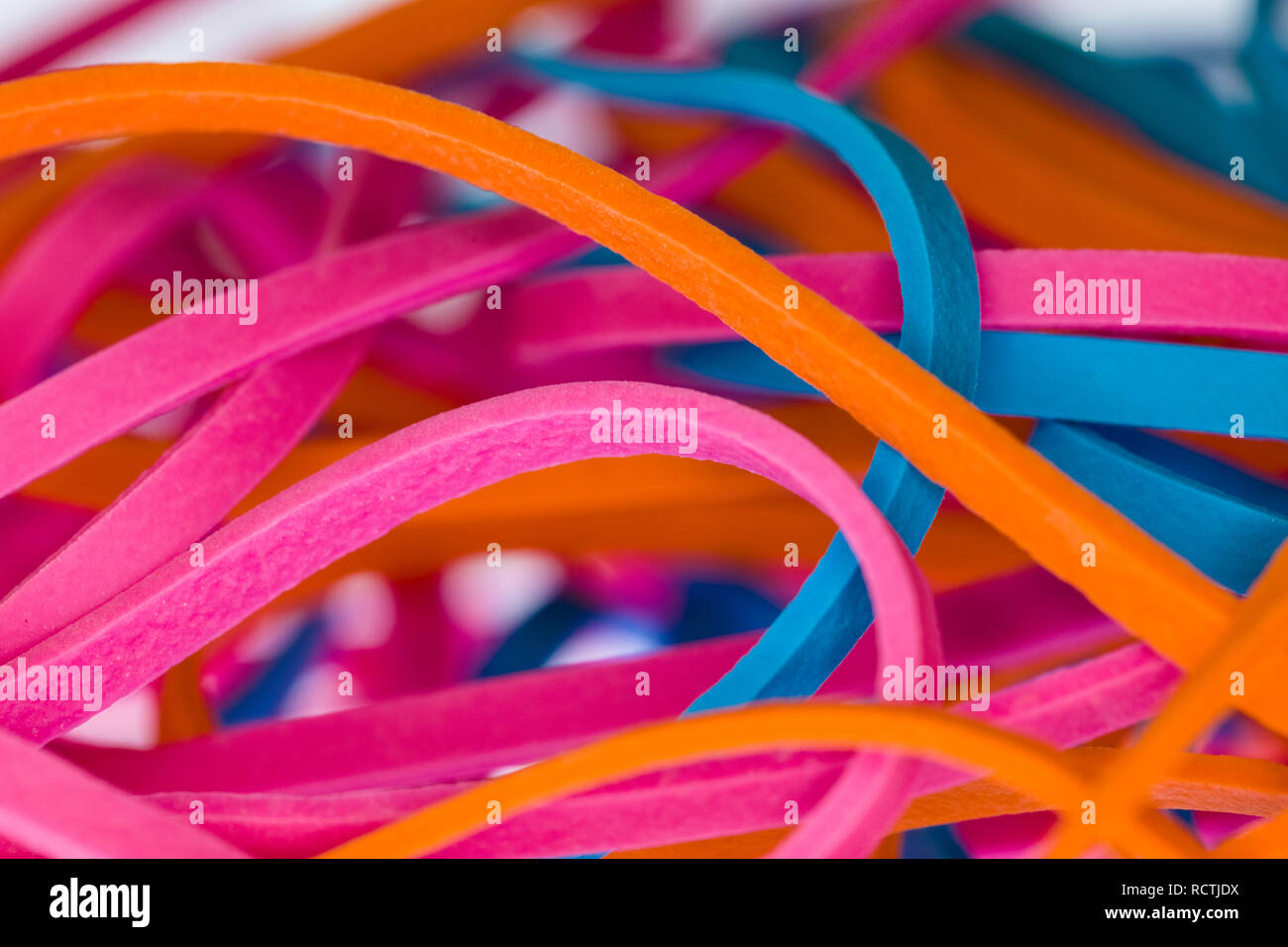 Macro Closeup multicolore di bande di gomma Foto Stock