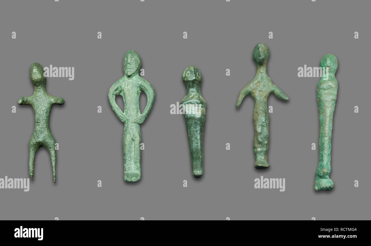 Jaen, Spagna - Dicembre 30th, 2017: bronzo iberica offerte votive dal santuario iberico, iv secolo a.e.v., Museo di Jaen, Spagna Foto Stock