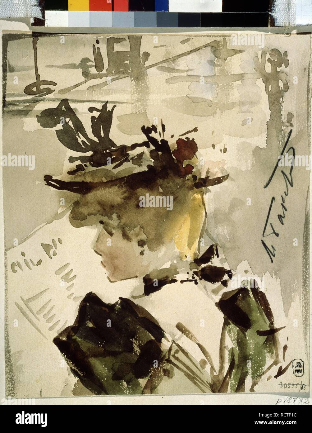 Una donna di lettura. Museo: State Russian Museum di San Pietroburgo. Autore: Bakst, Leon. Foto Stock