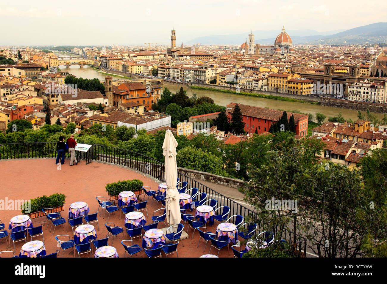 Panorama di Firenze dal Piazzale Michelangelo. Foto Stock