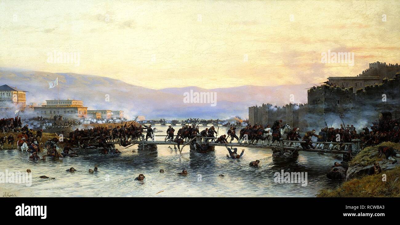 La cattura della fortezza Argadan il 5 maggio 1877. Museo: Membro centrale Museo di Artiglieria, San Pietroburgo. Autore: Kivshenko, Alexei Danilovich. Foto Stock