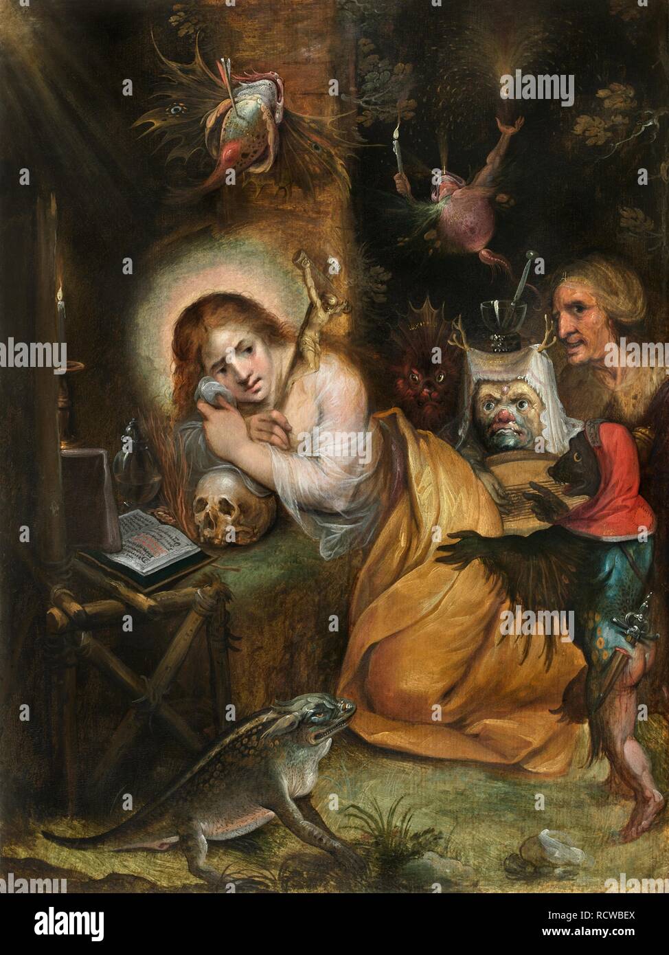 Il Penitente Maria Maddalena visitato da i sette peccati capitali. Museo: Collezione privata. Autore: Francken Frans, il giovane. Foto Stock