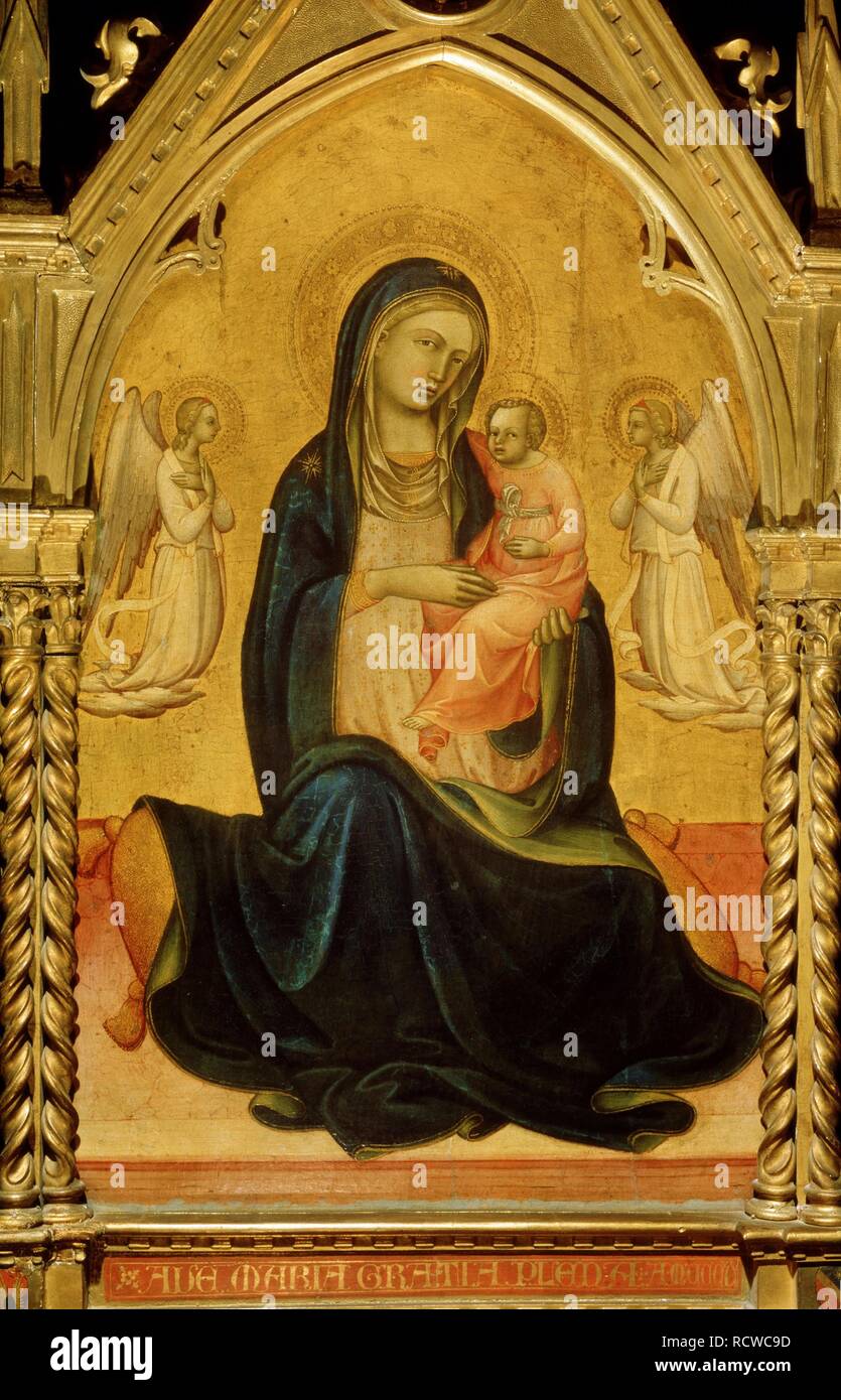 La Vergine con il Bambino e angeli (Madonna dell'Umiltà). Museo: Stato A. Museo di Belle Arti Puskin di Mosca. Autore: Lorenzo Monaco. Foto Stock