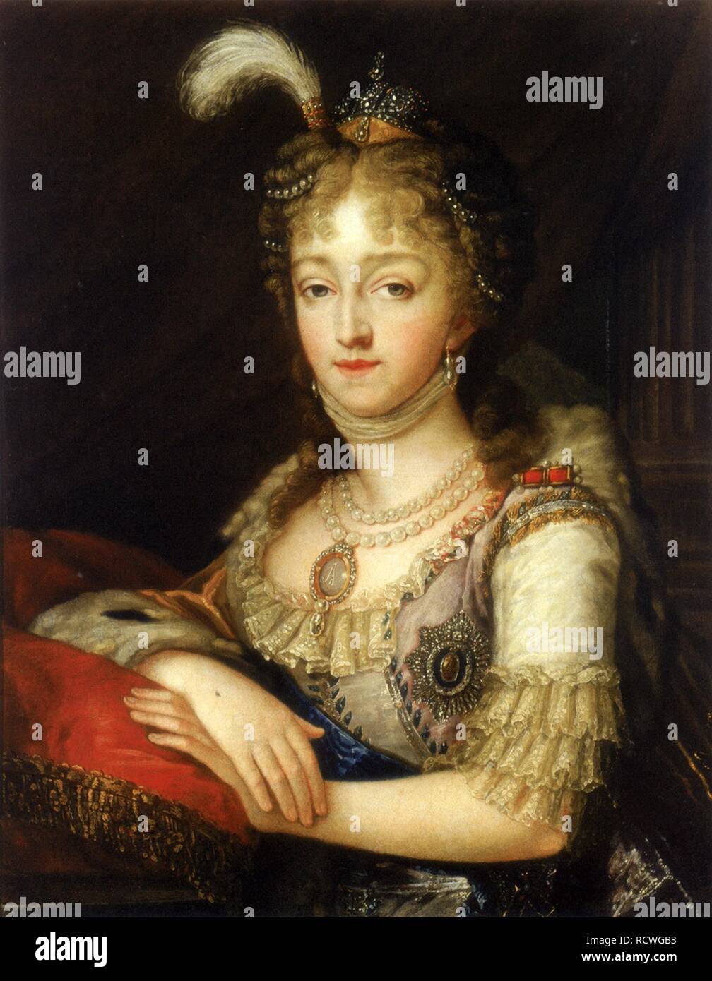 Ritratto di imperatrice Elisabetta Alexeievna, Principessa Luisa di Baden (1779-1826). Museo: Membro Hermitage di San Pietroburgo. Autore: anonimo. Foto Stock