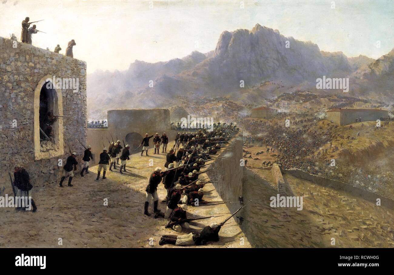 La difesa della fortezza Dogubeyazit il 8 giugno 1877. Museo: Membro centrale Museo di Artiglieria, San Pietroburgo. Autore: Lagorio, Lev Felixovich. Foto Stock