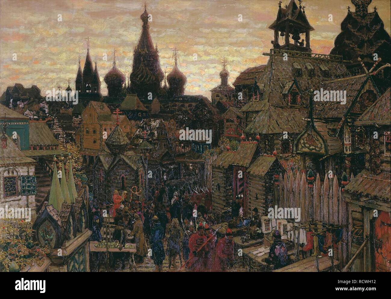 Antica Mosca. Street in-Kitay gorod nel 17 secolo. Museo: Membro del Museo di Storia di Mosca. Autore: Vasnetsov, Appolinari Mikhaylovich. Foto Stock