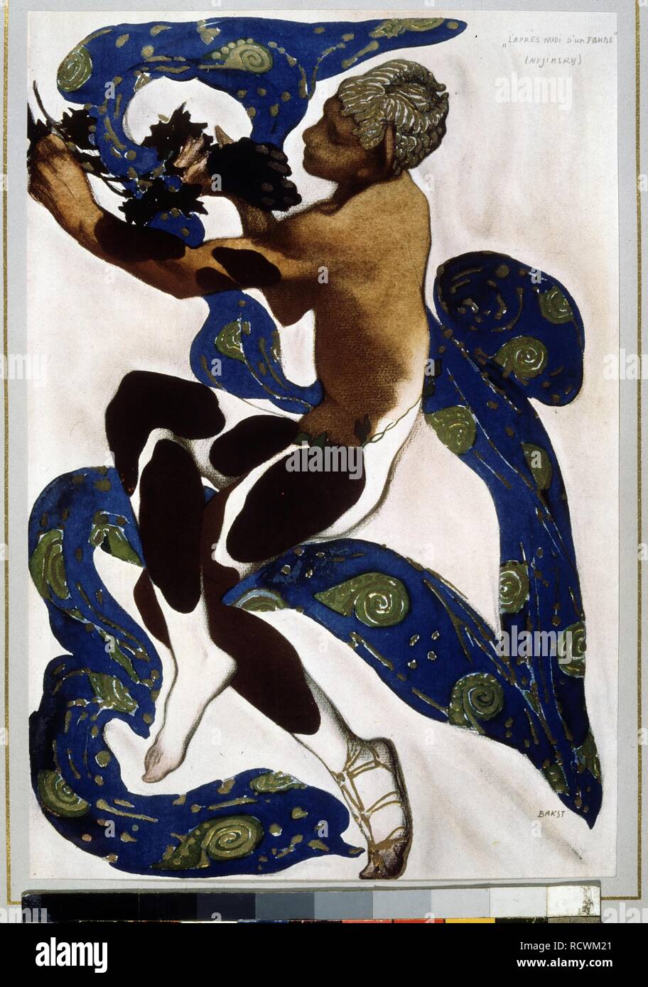 Fauno. Disegno di costumi per il balletto il pomeriggio di un Fauno di C. Debussy. Museo: Wadsworth Athenaeum, Hartford. Autore: Bakst, Leon. Foto Stock