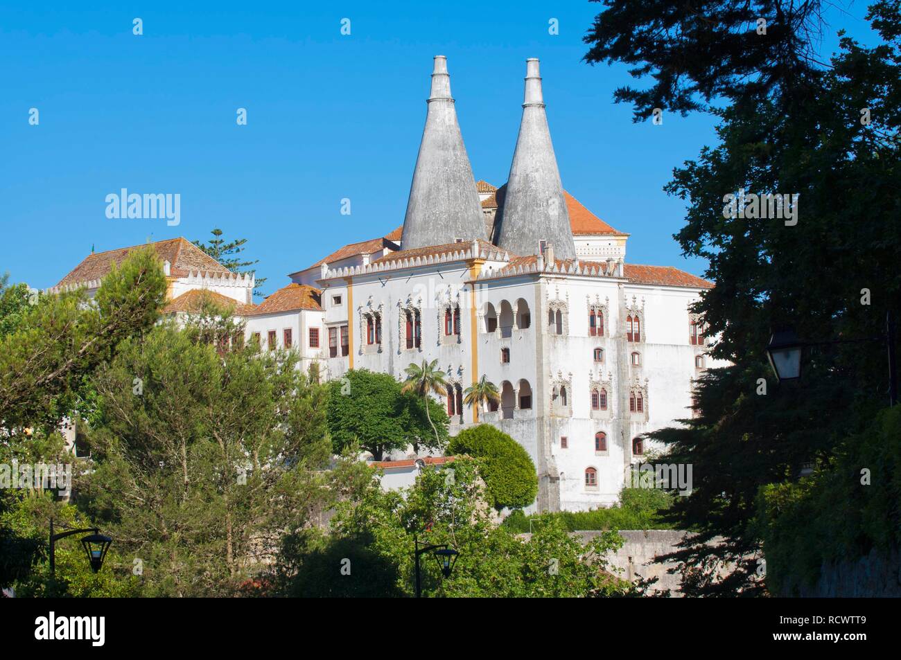 Palazzo Nazionale, Sintra, Sito Patrimonio Mondiale dell'Unesco, Lisbona, Portogallo, Europa Foto Stock