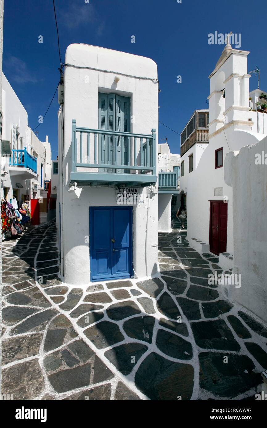 Tipica architettura, città vecchia, Mykonos, Grecia, Europa Foto Stock