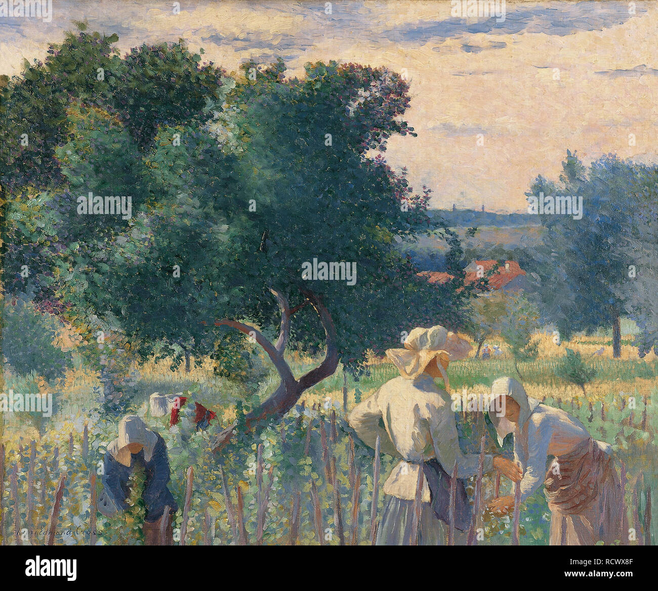 Le donne di legatura del vigneto. Museo: Thyssen-Bornemisza collezioni. Autore: croce, Henri Edmond. Foto Stock