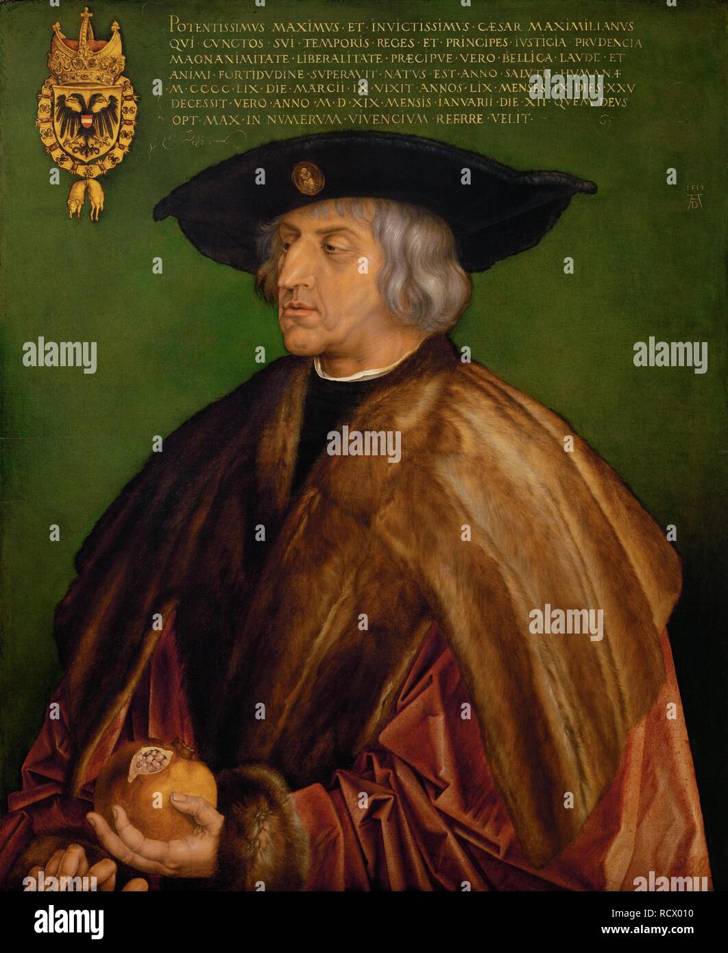Ritratto dell'imperatore Massimiliano I (1459-1519). Museo: Museo di Storia dell'arte, Vienne. Autore: Dürer, Albrecht. Foto Stock