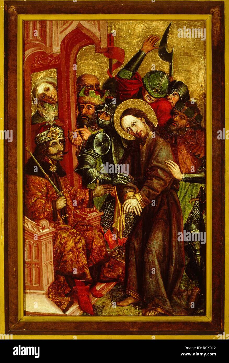 Cristo davanti a Pilato (Vlad III come Ponzio Pilato). Museo: Narodna galerija Ljubljana. Autore: Master di Velenje pannelli. Foto Stock