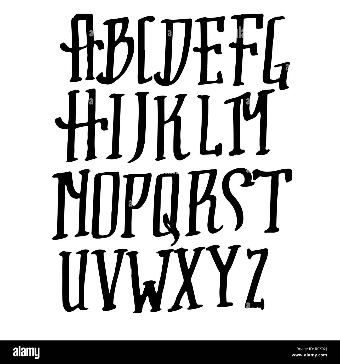 Doodle semplice grunge font. Disegnata a mano letterss. Tipografia illustrazione vettoriale. Illustrazione Vettoriale