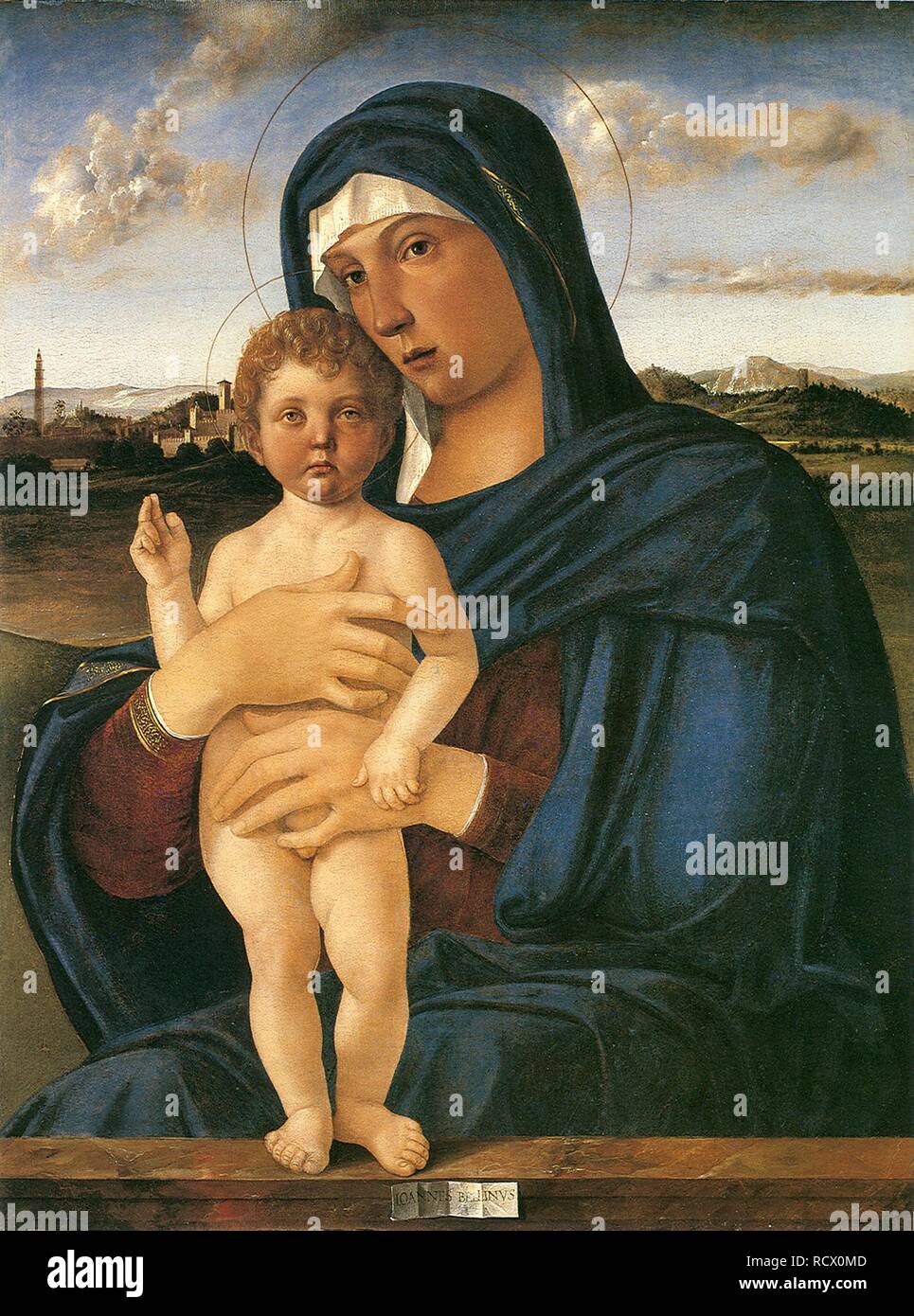 Vergine con benedizione permanente bambino (Contarini Madonna). Museo: Gallerie dell' Accademia di Venezia. Autore: Bellini, GIOVANNI. Foto Stock