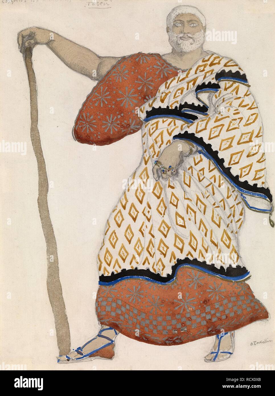 Disegno di costumi per il dramma Edipo a Colonus da Sofocle. Museo: Collezione privata. Autore: Bakst, Leon. Foto Stock
