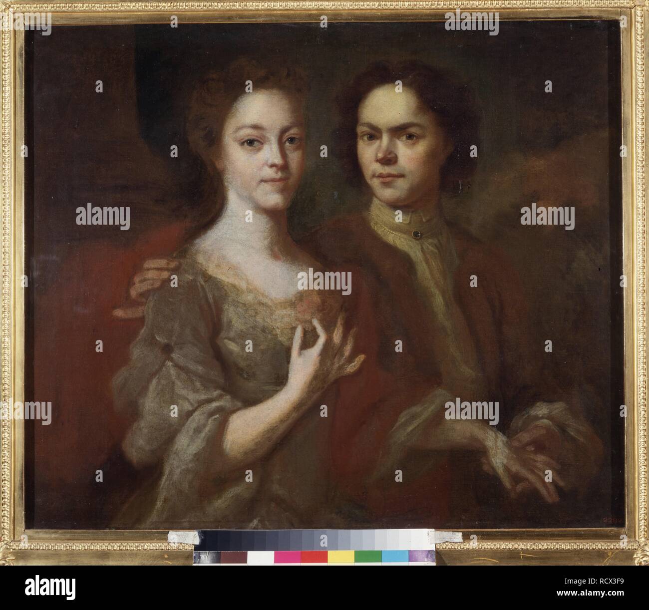 Autoritratto con la moglie. Museo: State Russian Museum di San Pietroburgo. Autore: Matveyev, Andrei Matveyevich. Foto Stock