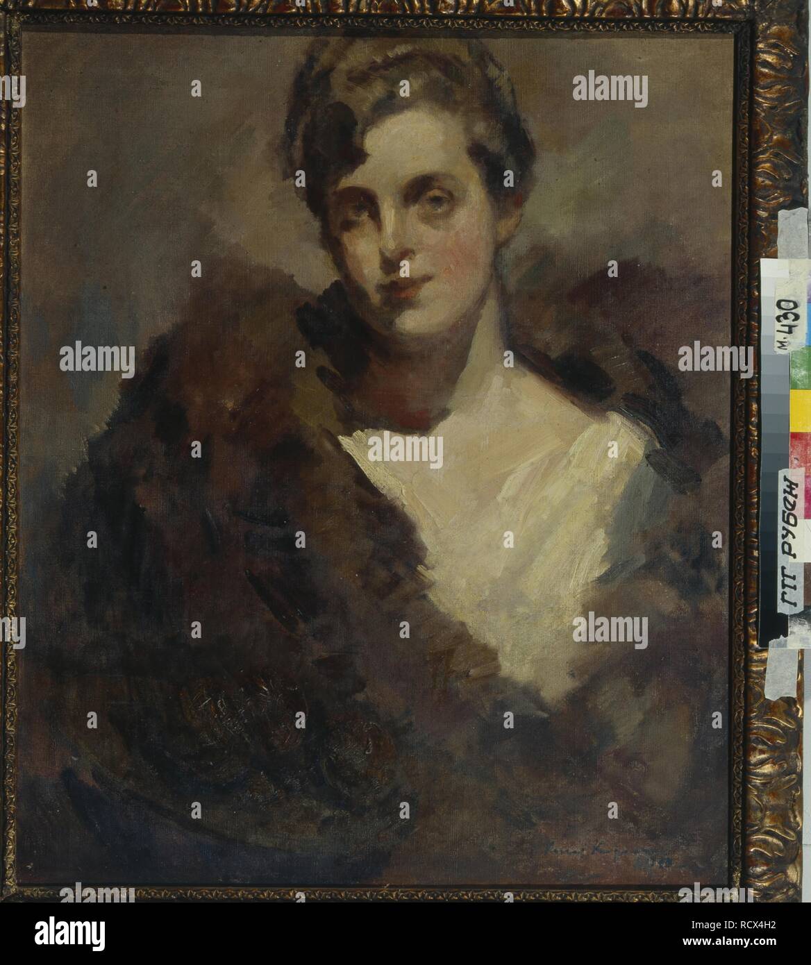 Ritratto del cantante lirica Vera Dorofeyeva. Museo: Membro Galleria Tretyakov di Mosca. Autore: Korovin, Konstantin Alexeyevich. Foto Stock