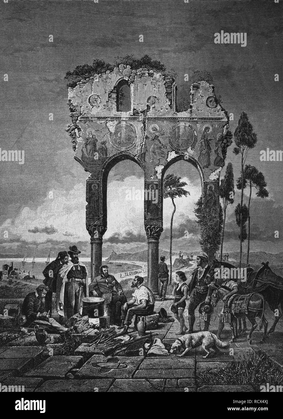 Lo sbarco di Garibaldi in Sicilia, Giuseppe Garibaldi, 1807-1882, Italiano guerrilla fighter e uno dei più popolari Foto Stock