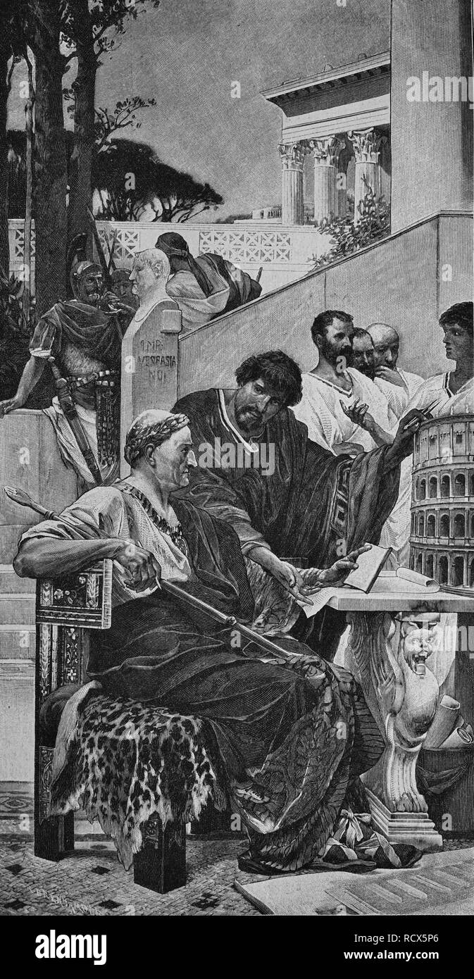 Le arti sotto gli imperatori romani, xilografia, 1888, incisione storica Foto Stock