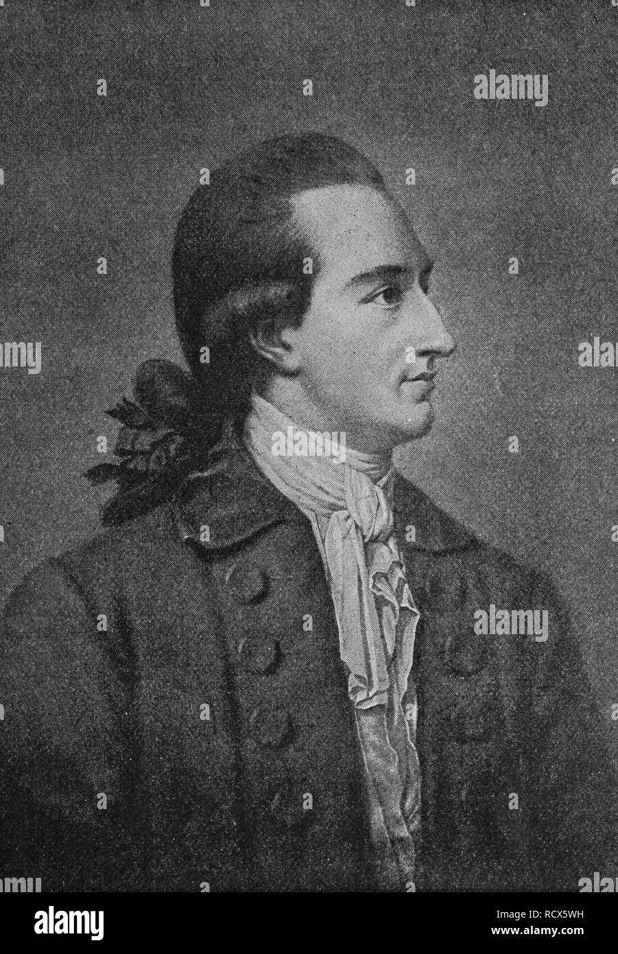 Johann Wolfgang von Goethe, Francoforte sul Meno 1749 - Weimar 1832, poeta tedesco, xilografia, 1888, incisione storica Foto Stock