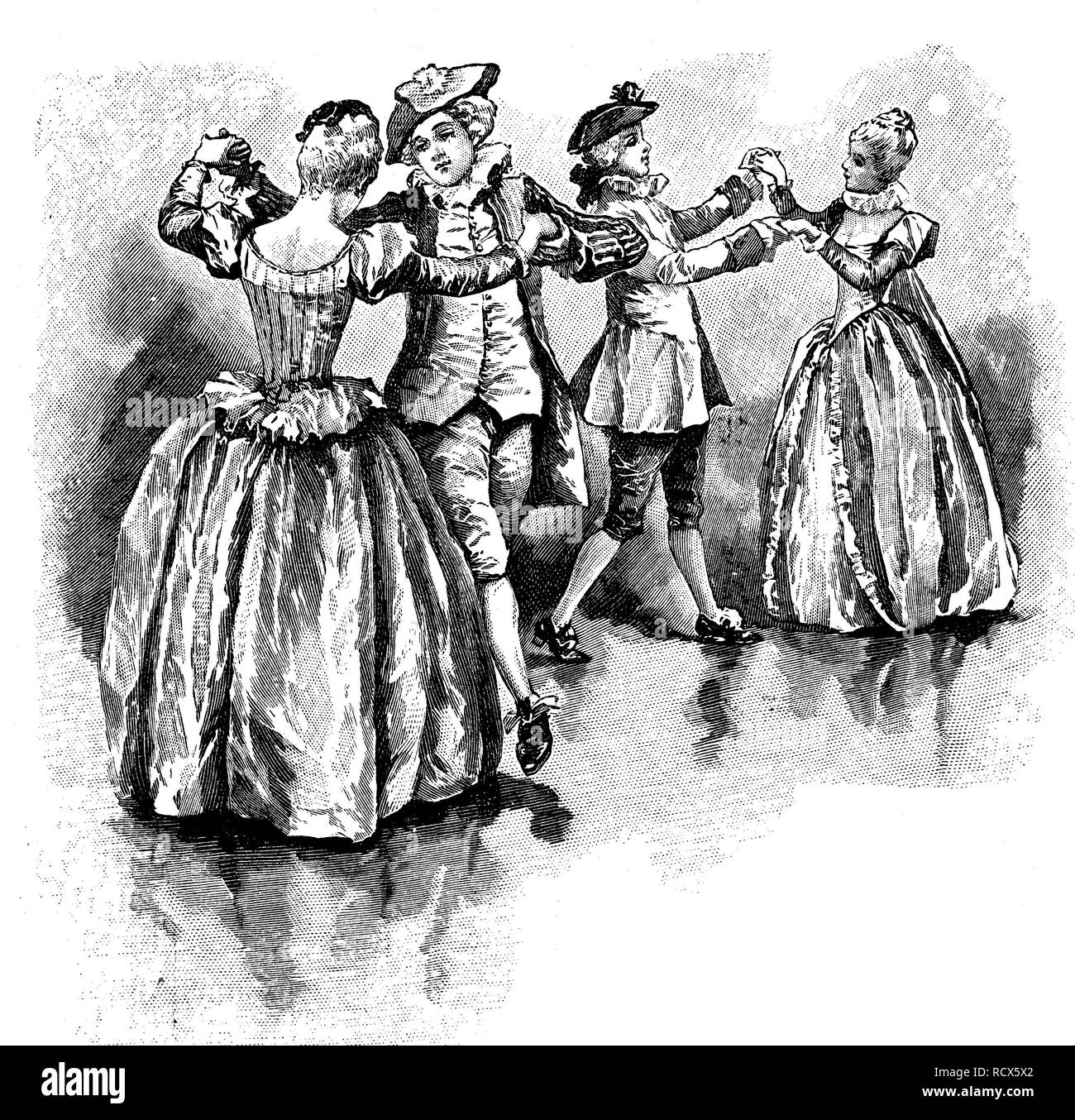 Contradance, contra dance, xilografia, 1888 Foto Stock