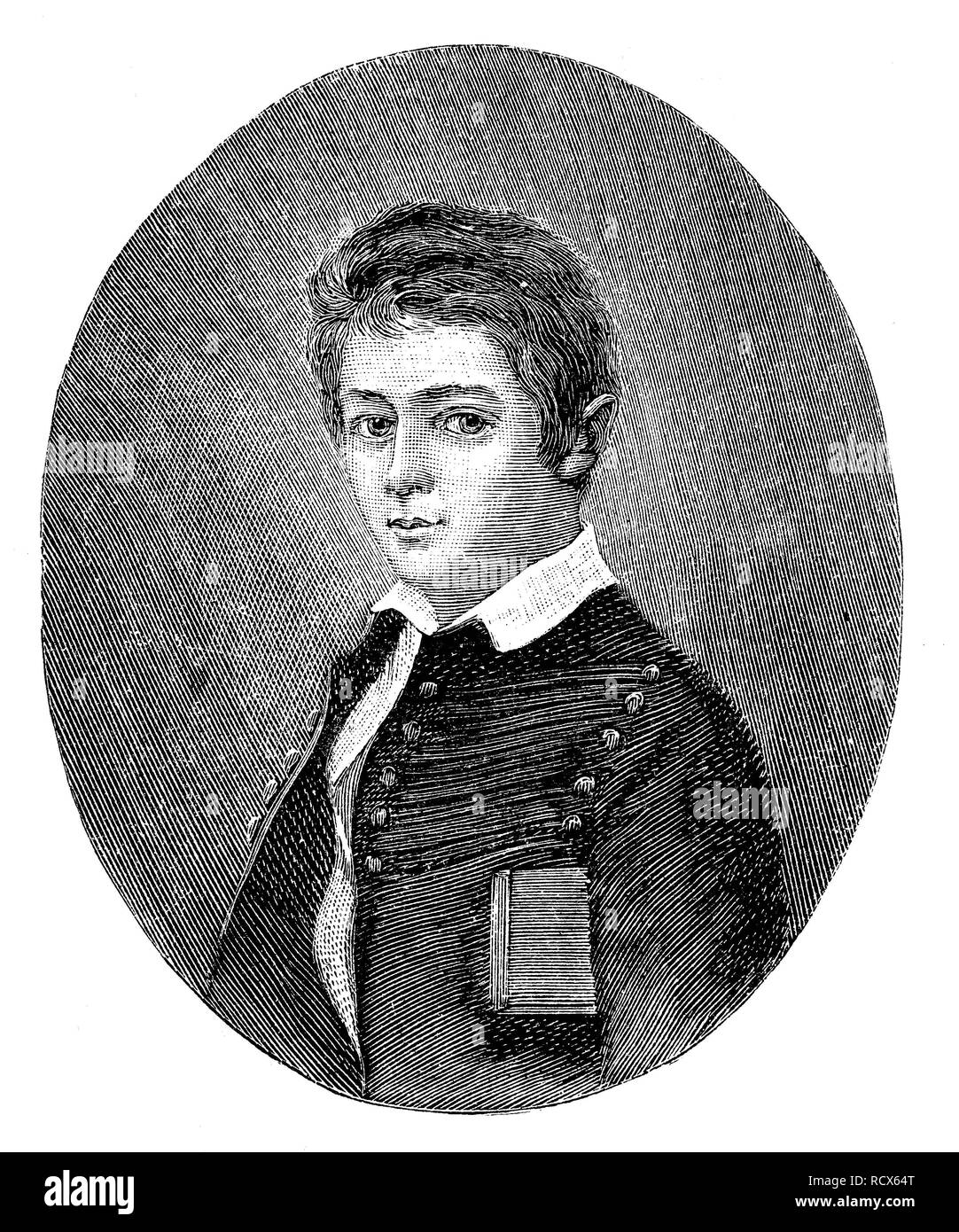 Otto von Bismarck all età di undici anni, Otto Eduard Leopold von Bismarck-Schoenhausen, 1815 - 1898, incisione su legno, 1880 Foto Stock