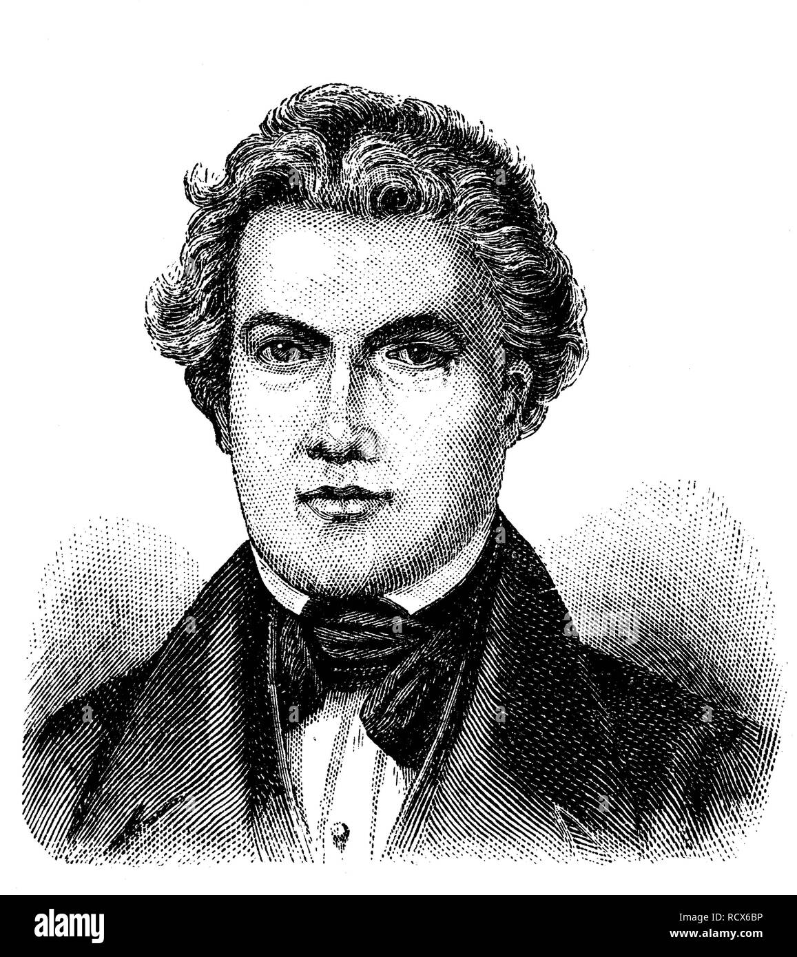 F.J. Willich, politico della Frankfurt Assemblea nazionale, Germania, incisione su legno, attorno al 1880 Foto Stock