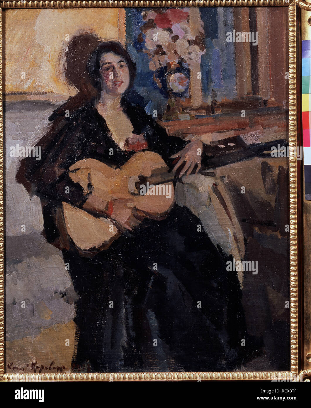Signora con una chitarra. Museo: Membro Regno Art Museum, a Kostroma. Autore: Korovin, Konstantin Alexeyevich. Foto Stock