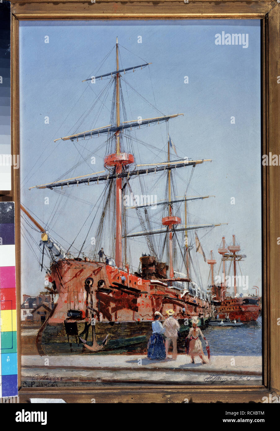 Edificio del Protected cruiser Admiral Kornilov in Bretagna. Museo: Membro Galleria Tretyakov di Mosca. Autore: Gritsenko, Nikolai Nikolayevich. Foto Stock