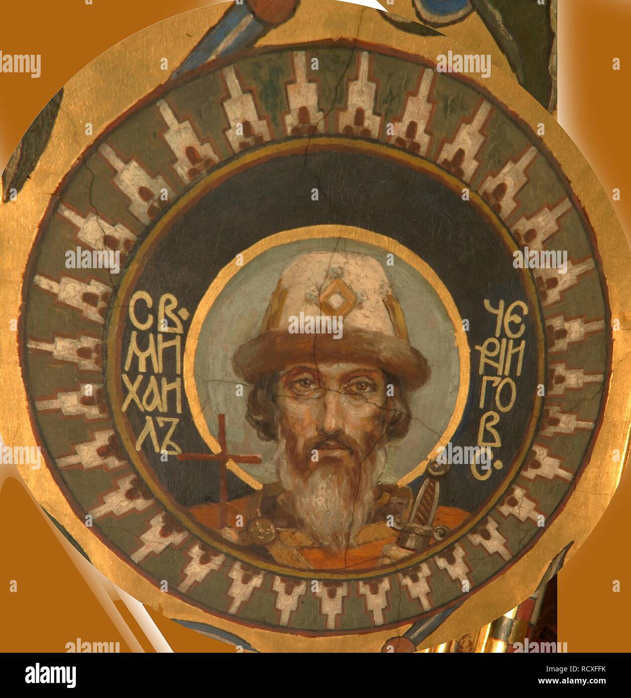 Saint Prince Michael di Chernigov. Museo: St Vladimir's Cathedral, Kiev. Autore: Vasnetsov, Viktor Mikhaylovich. Foto Stock