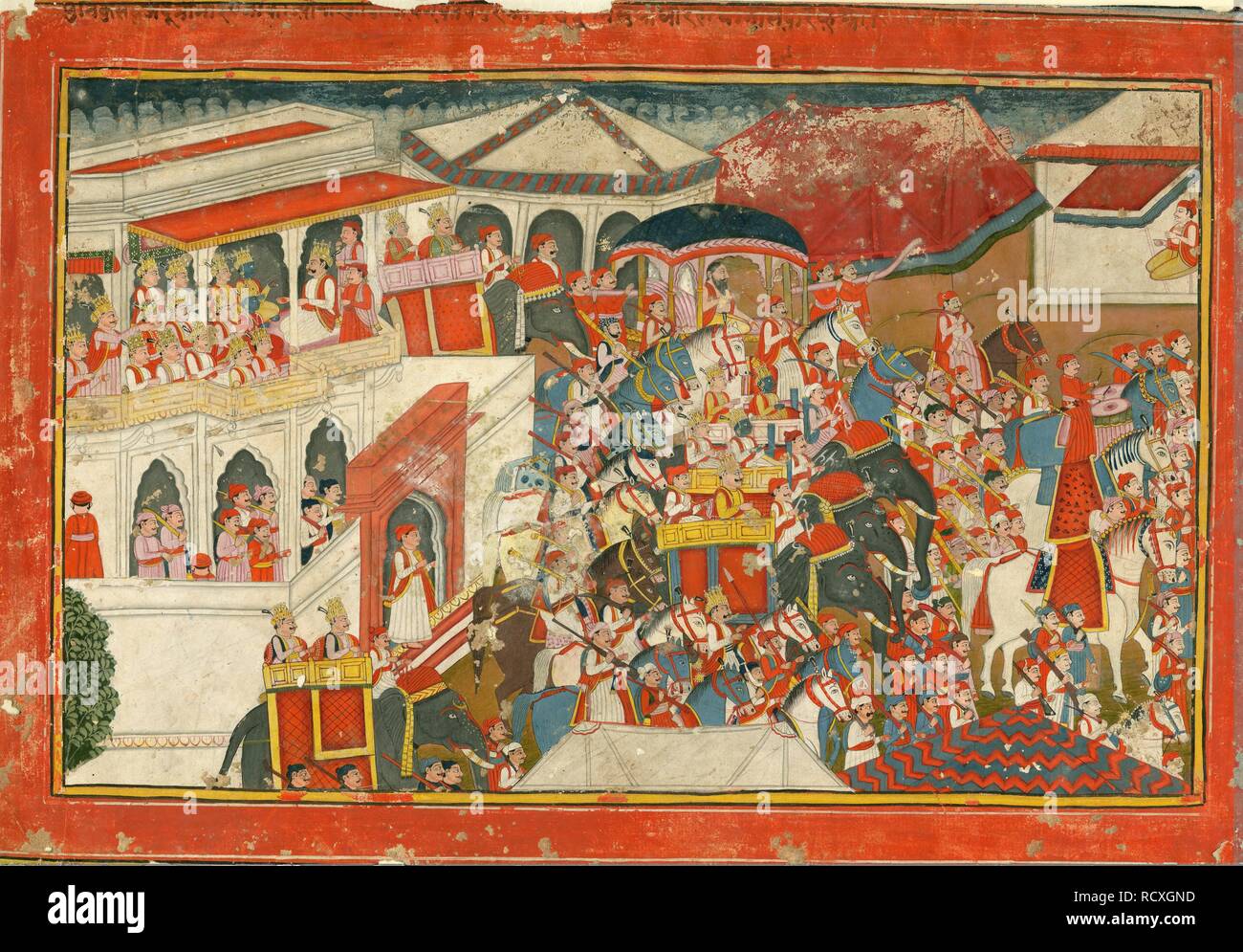 Krishna e Balarama impostazione disattivata da un palazzo. Museo: Collezione privata. Autore: arte indiana. Foto Stock