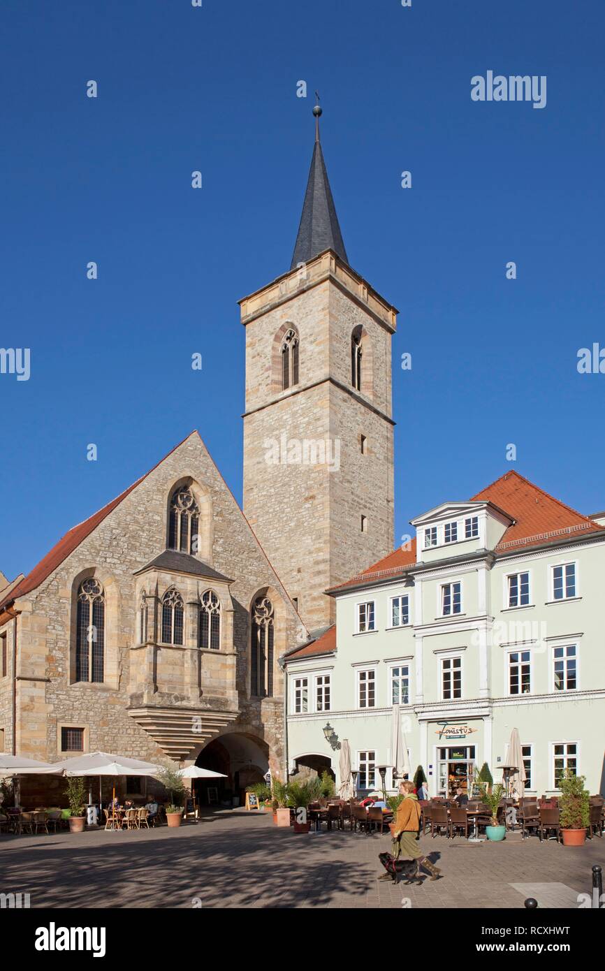 Wenigemarkt piazza con chiesa Aegidienkirche, Erfurt, Turingia, PublicGround Foto Stock