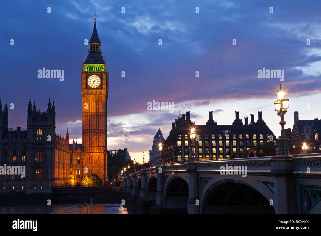 Big Ben al crepuscolo, London, England, Regno Unito, Europa Foto Stock